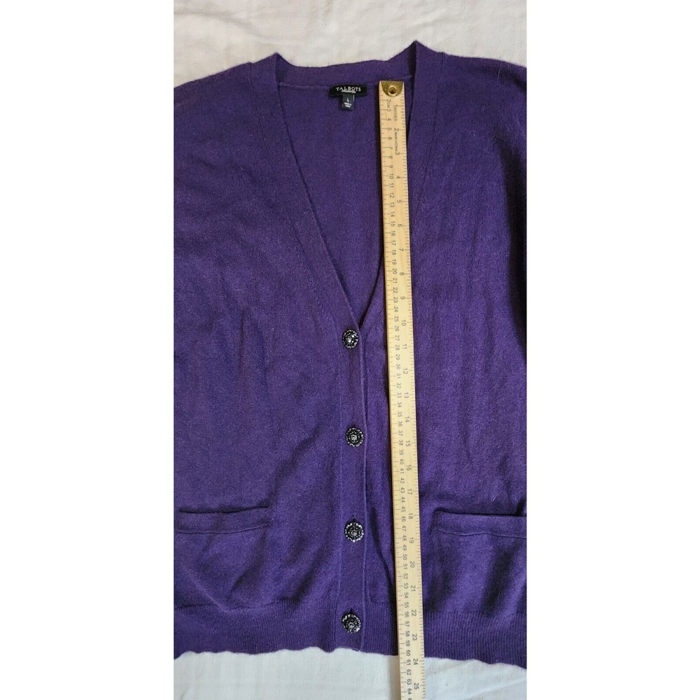 Talbots Womens Cashmere Blend Lightweight Cardigan Sequened Buttons L - Picture 7 of 9